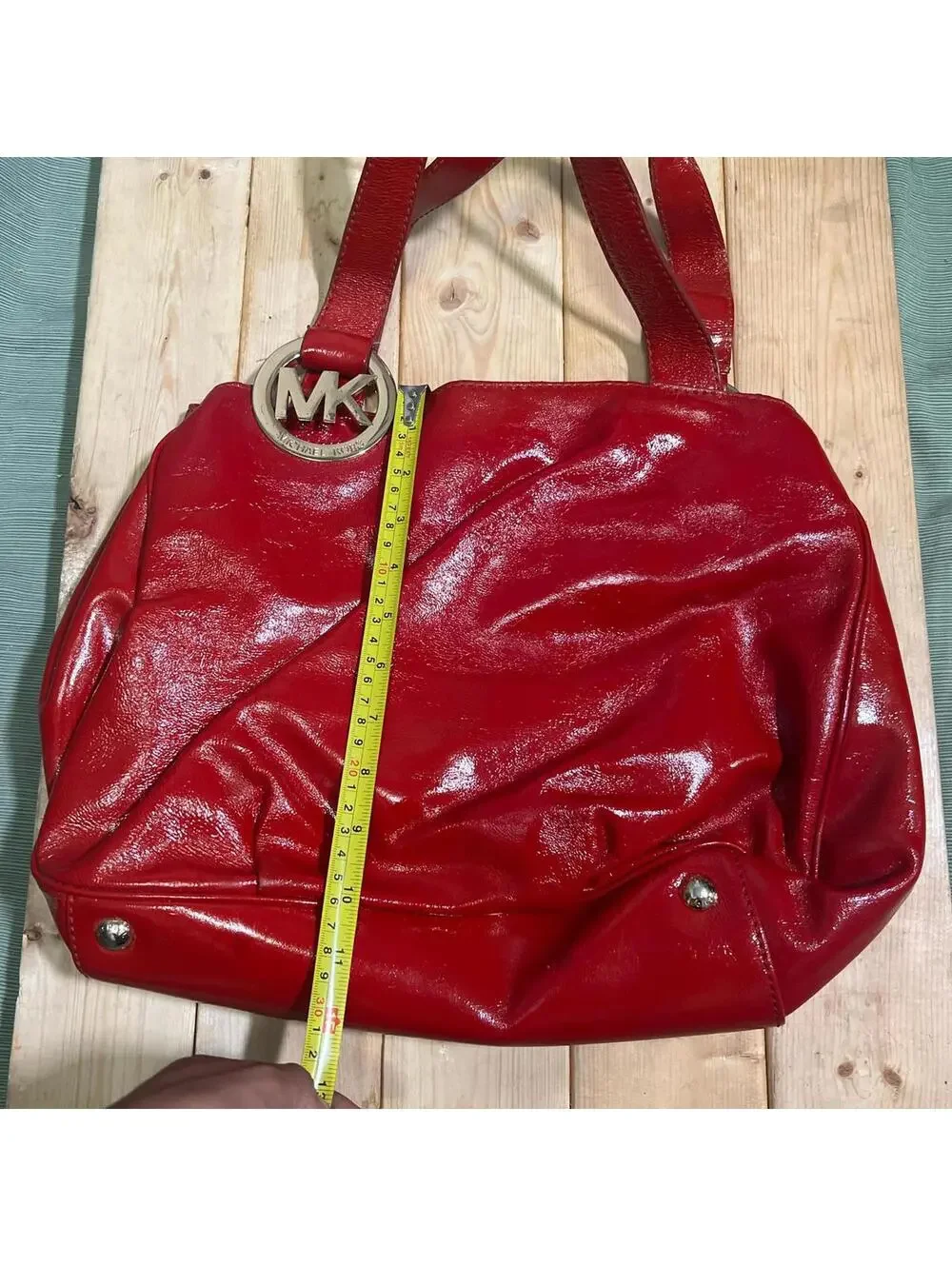 Michael Kors Logo Bright Red Fulton East West Shoulder Tote Bag Satchel